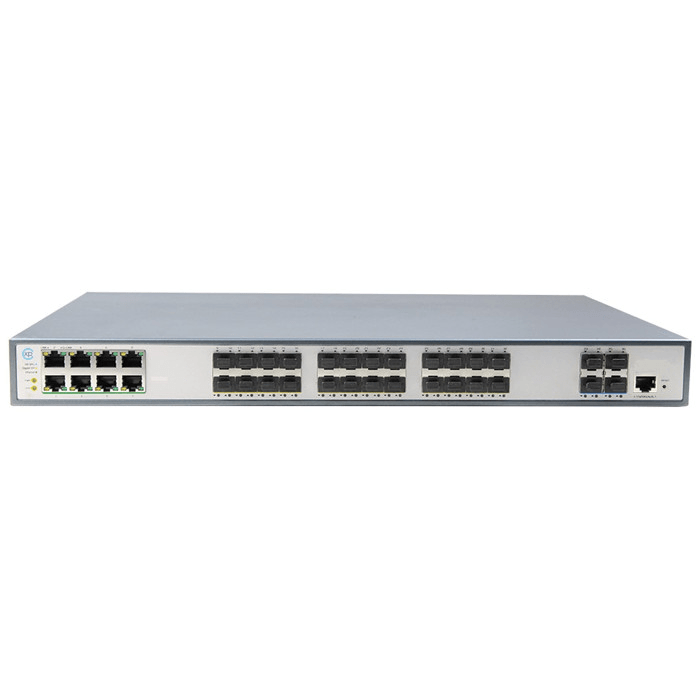 Omurga Fiber Switch – 24 port 100/1000 SFP + 4 port 10G SFP+ + 8 port 10/100/1000T L2+ Yönetilebilir Fiber Switch
